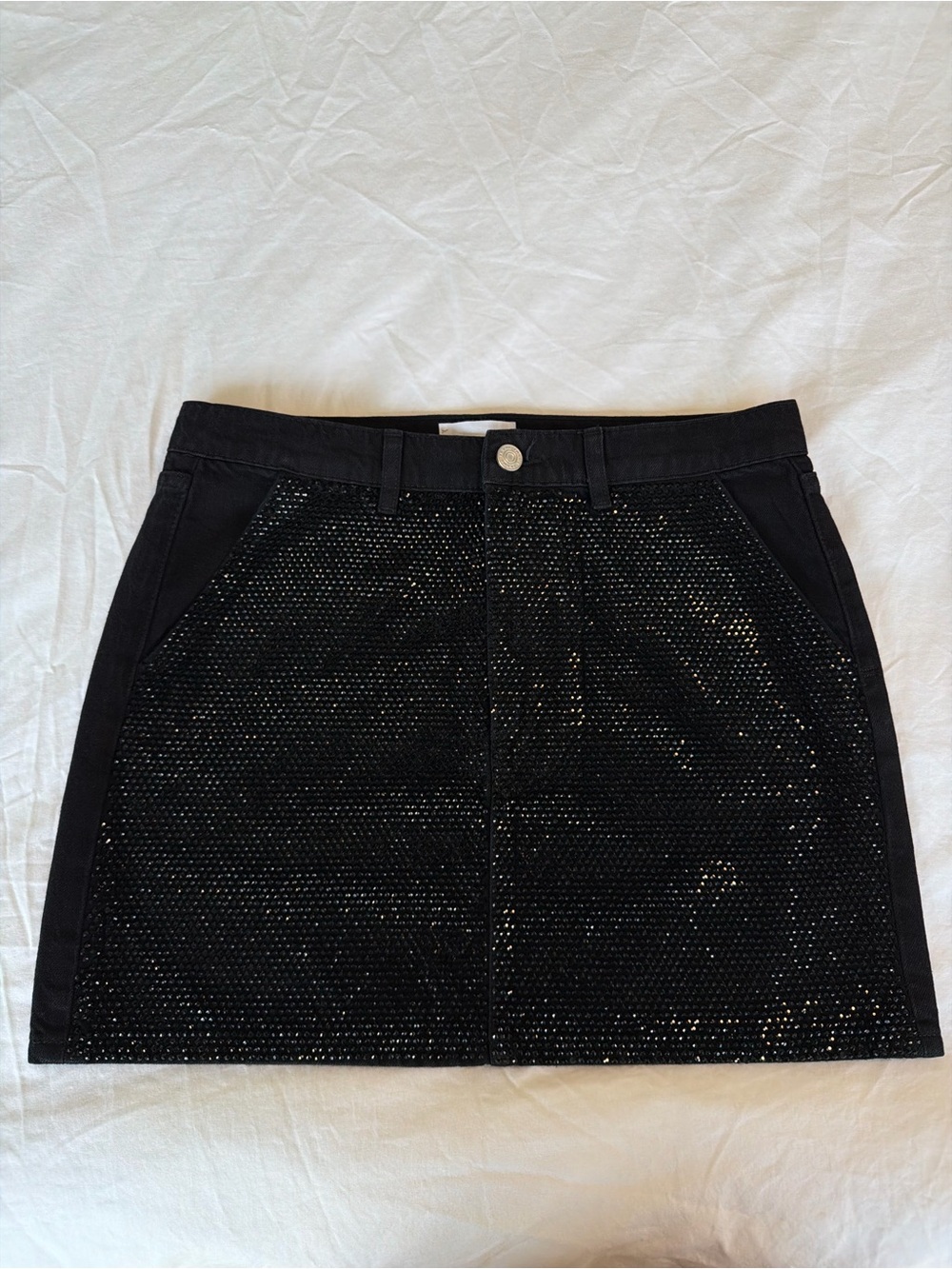 Frame Denim Black Rhinestone Mini Skirt - Picture 3 of 5